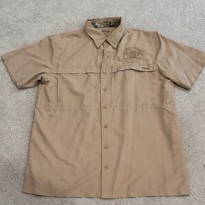 Men's Casual Tan Button Down Shirt